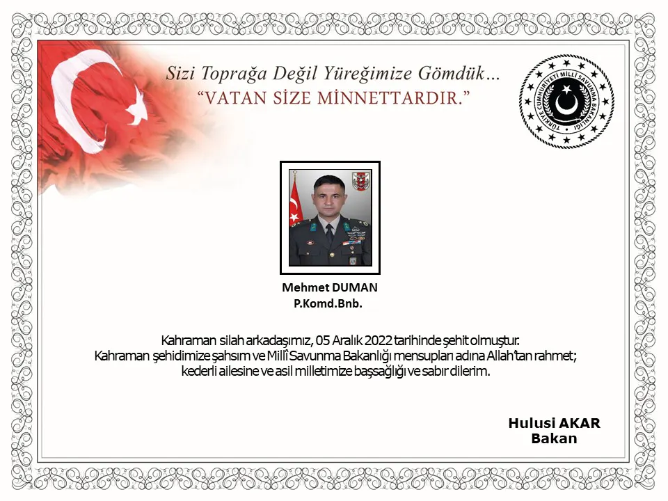 Pençe Kilit Operasyonu bölgesinde 1 asker şehit oldu