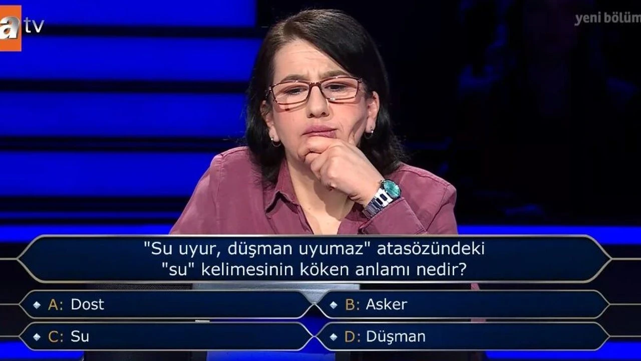 Su uyur, düşman uyumaz atasözündeki "su" kelimesinin köken anlamı nedir? Kim Milyoner Olmak İster sorusu