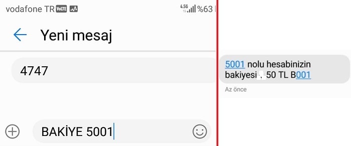 sms ile banka bakiyesi sorgulama